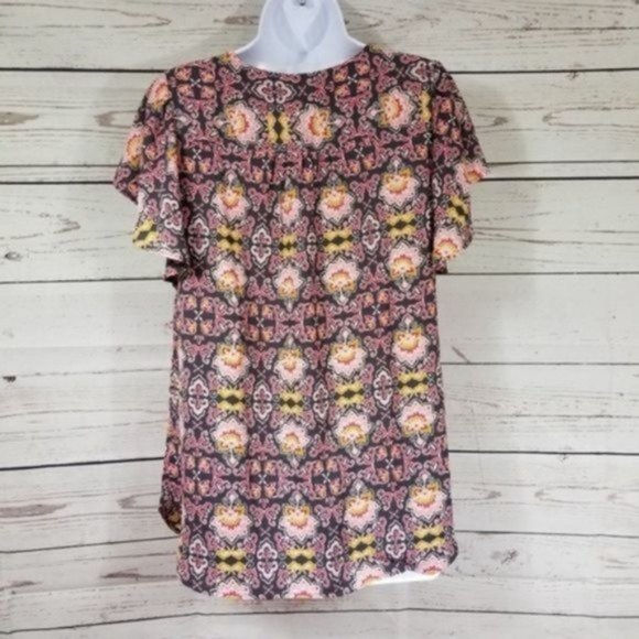 Loft Womens Short Sleeve Floral Maternity V-neck Shirt Blouse Flowy Size XS - Picture 4 of 7